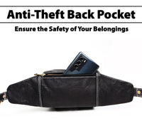 Thumbnail for Black Leather Fanny Pack for Unisex Waist Belt Bag for Travel Sports