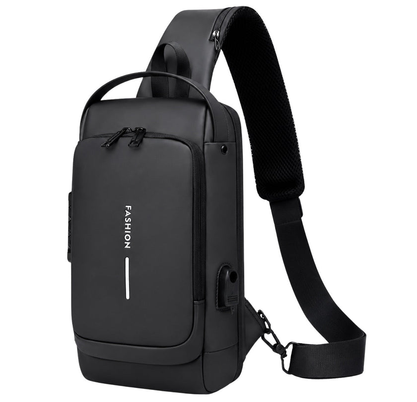 All black waterproof anti-theft shoulder bag
