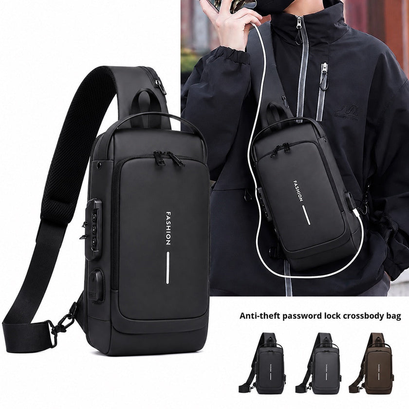 Men's anti-theft crossbody chest bag lifestyle photo