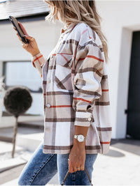 Thumbnail for Women's Autumn and Winter Long-sleeved Loose Wool Plaid Shirt Coat