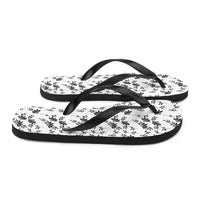 Thumbnail for Black and White Floral Flip-Flops
