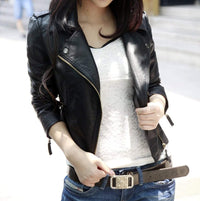 Thumbnail for Womens Cropped Vegan Leather Jacket