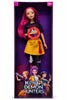Pink-haired Zoey K-Pop Demon Hunter articulated fashion doll inside collectible retail packaging with purple background artwork.