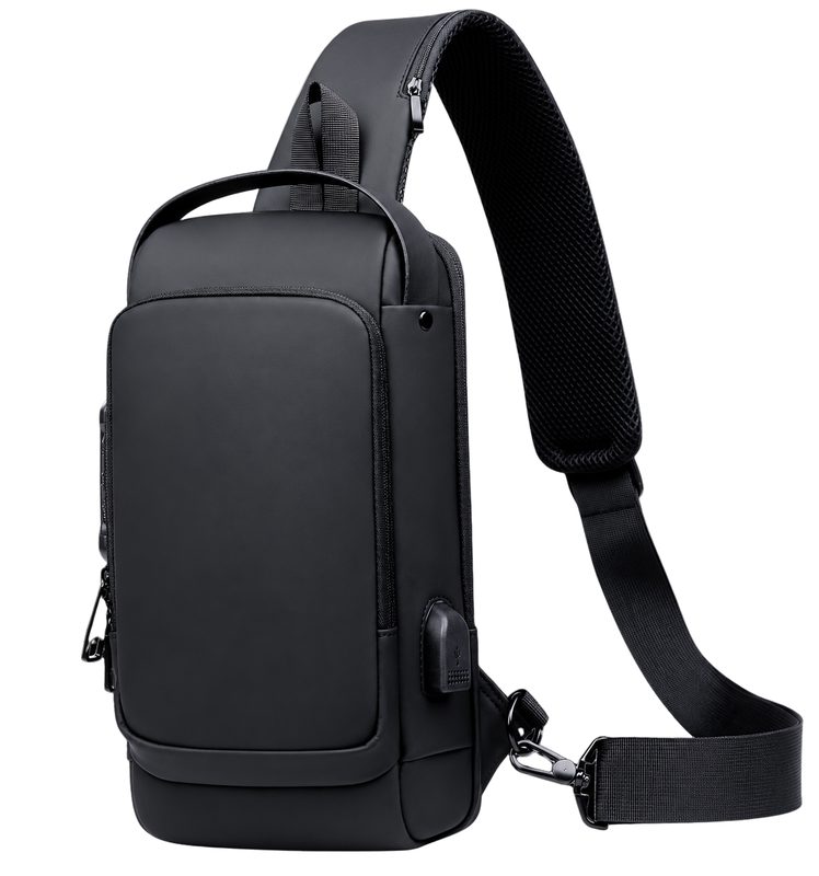 All black waterproof anti-theft shoulder bag